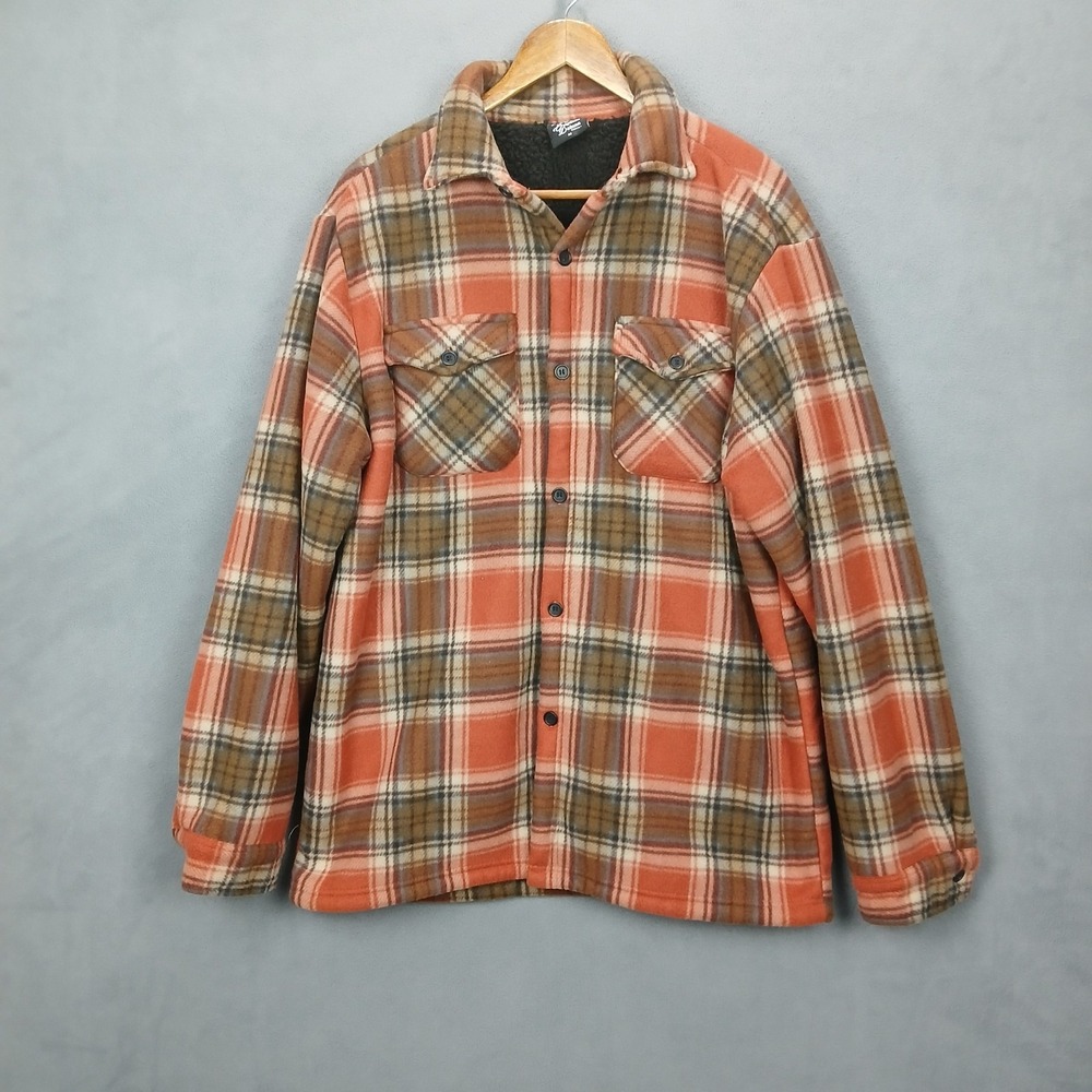 Original Deluxe Supply Shacket Mens Medium Multicolor Plaid Fleece Lined Winter